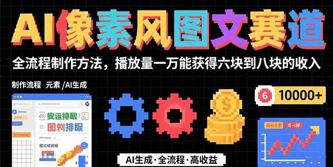 (8.4)AI像素风图文赛道：全流程制作方法，播放量一万能获得6块到8块的收入