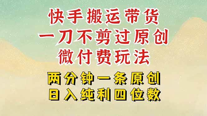 (8.5)快手黑科技搬运带货，一刀不剪过原创，微付费投流玩法，轻松日入四位数