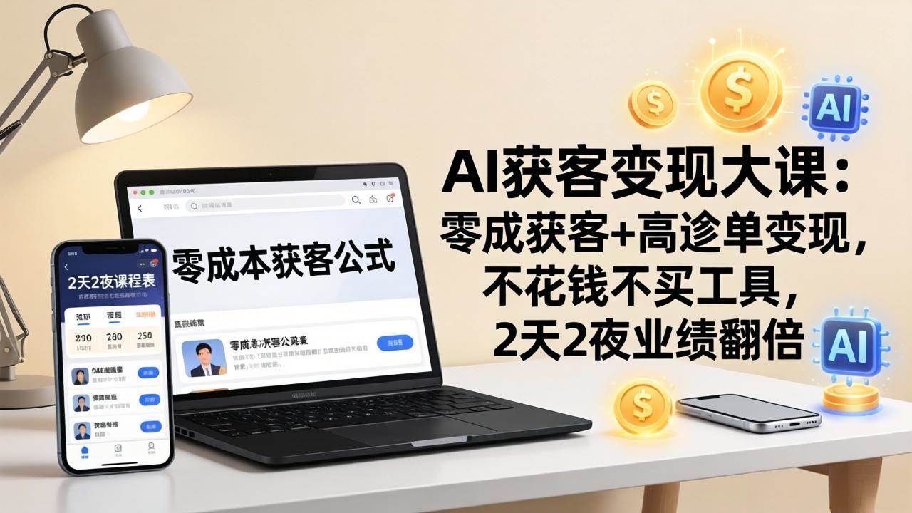 (3.23)AI获客变现大课：零成本获客+高客单变现，不花钱不买工具，2天2夜业绩翻倍