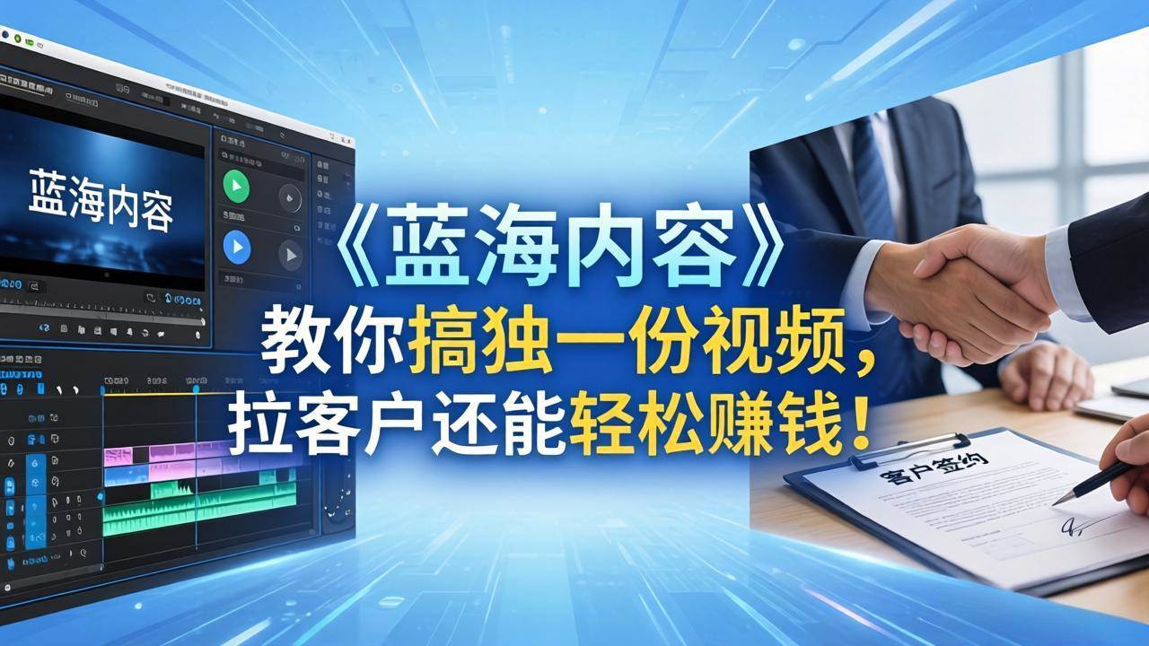 (5.4)做视频卷不动了？《蓝海内容》教你搞独一份视频，拉客户还能轻松赚钱！